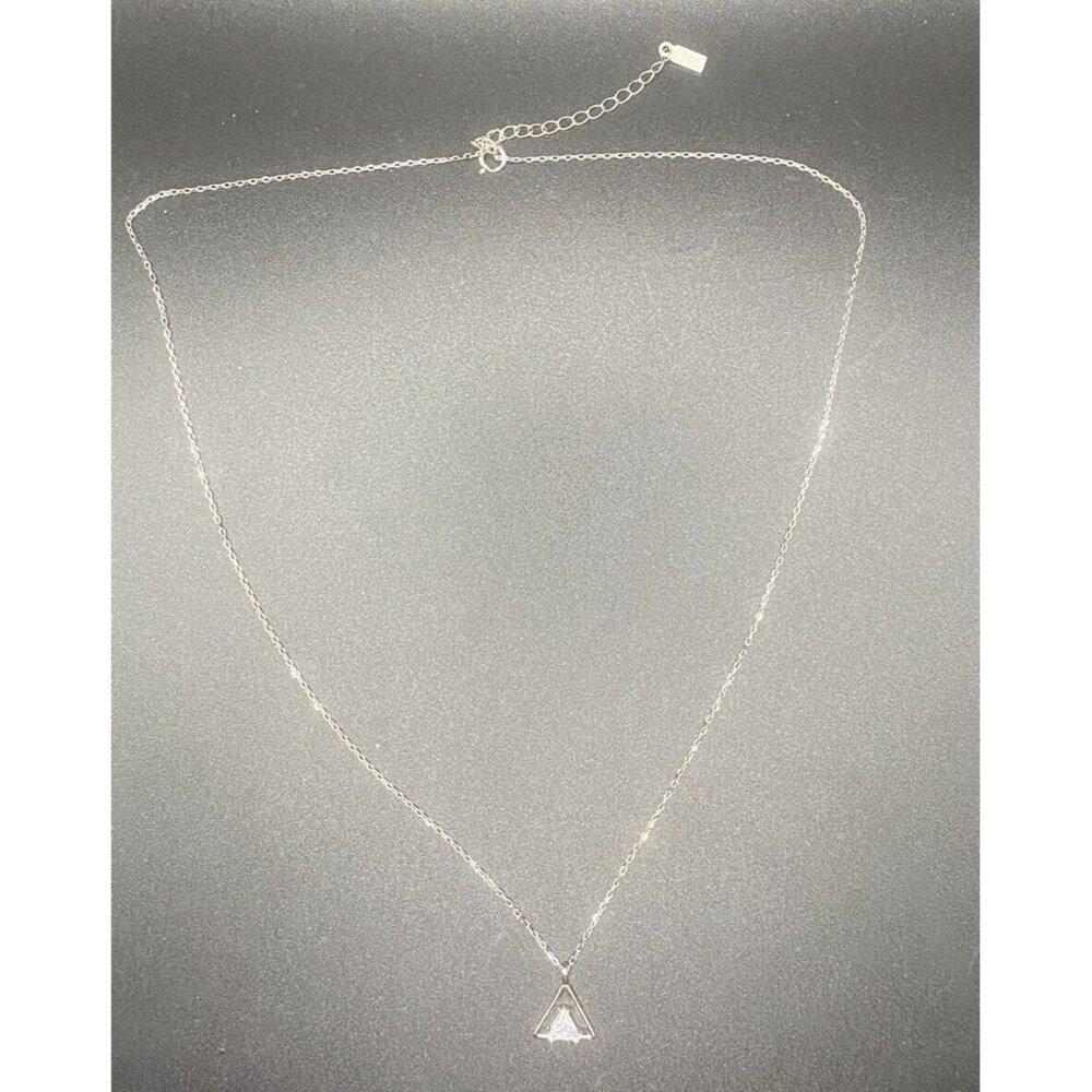Sterling Silver Trillion CZ Necklace Gift Box NWT To My Badass Tribe  17" + 1.5" - Picture 6 of 6